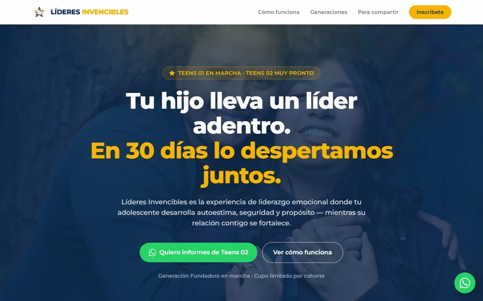 Captura del sitio de Líderes Invencibles